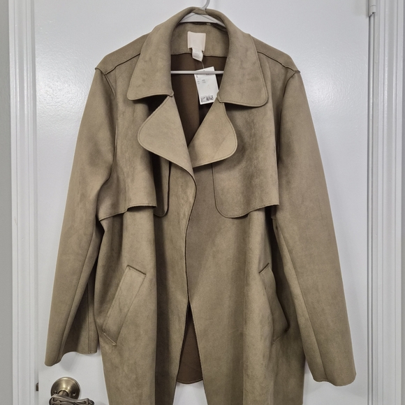 H&M Khaki Draped Trench Coat - Picture 2 of 5